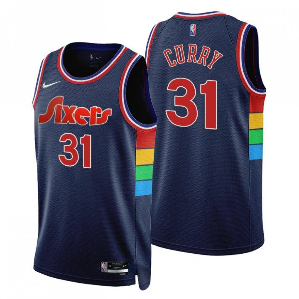 Men's Philadelphia 76ers Seth Curry #31 Navy 2021/22 Swingman NBA Jersey - City Edition-Pro Kit Vault | Brand New 26/27 Sports Jerseys